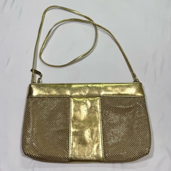 Whiting and Davis Handbags - Whiting and Davis Crossbody Gold Metal Mesh Evening Bag